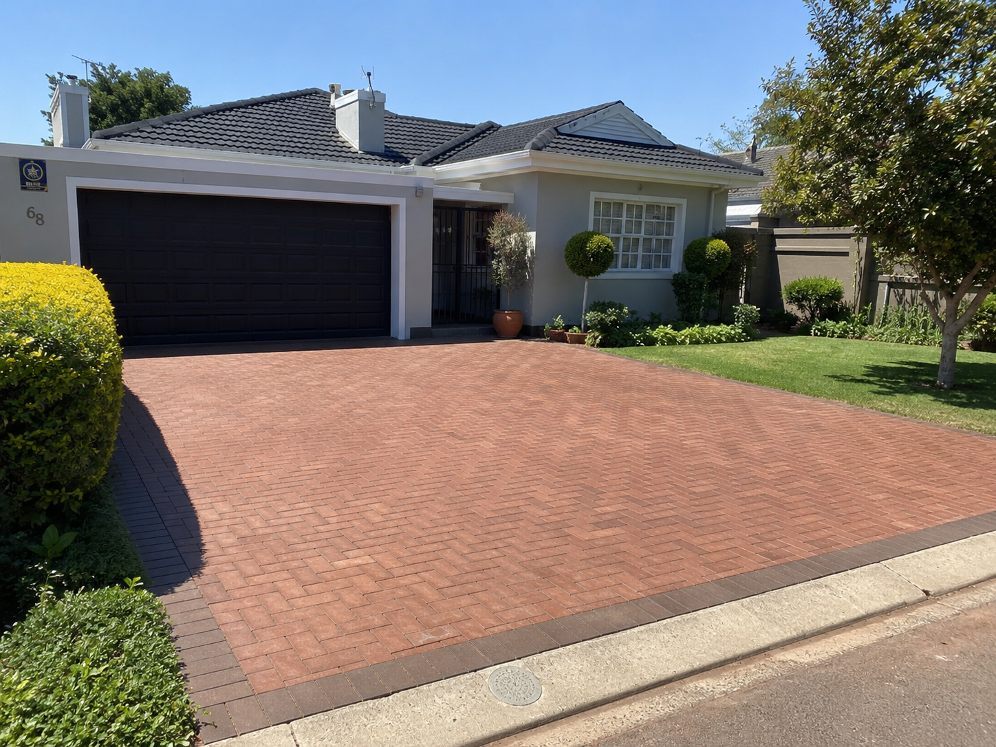 Freshly laid brick paver driveway in Cape Town